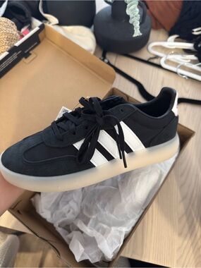 adidas Women's Black Sneakers with White Stripes